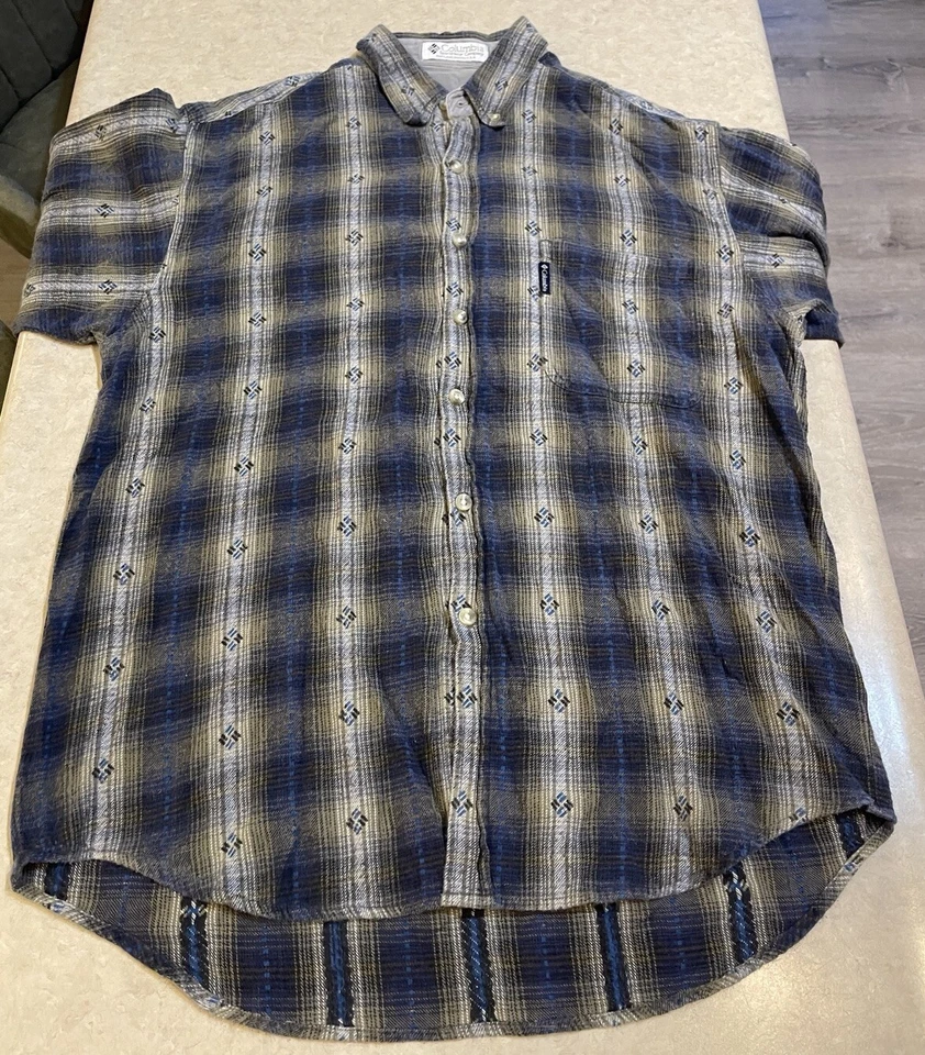 Vtg Columbia Shirt Mens Sz XL Button Down Long Sleeve Geometric Aztec Print AOP - Image 4 of 4