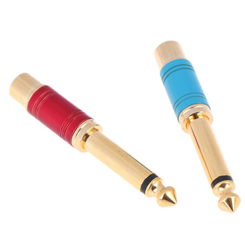 Nickel plating RCA Jack Audio Connector 6.35mm Mono Plug to RCA Speaker