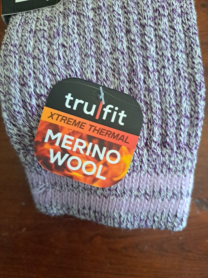 Womens Tru Fit Merino Wool Blend Xtreme Thermal Crew Socks lavender
