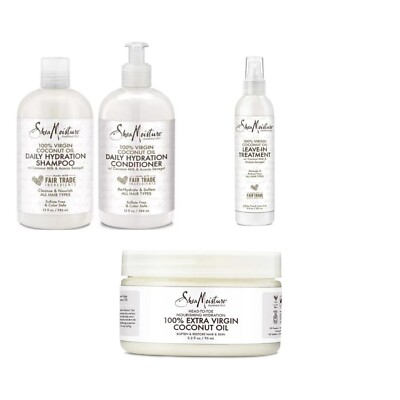 Shea Moisture Virgin Coconut Oil Shampoo, Conditioner, Kokosöl, LeaveIn Treat