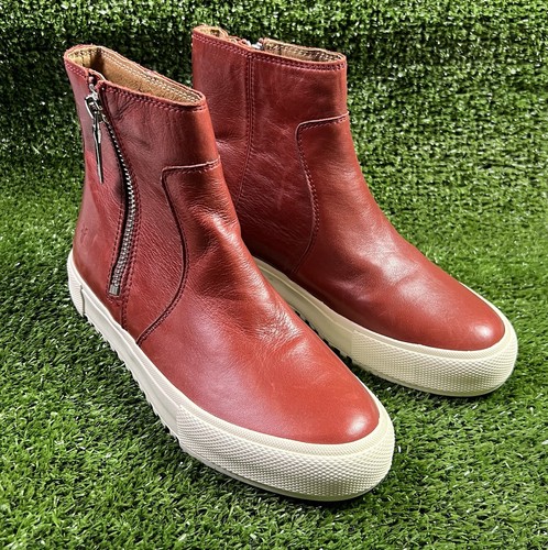 frye leather zip sneakers