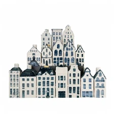 (Set of 15) KLM houses,  Blue Delft Houses Empty, free shipping.