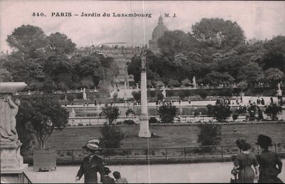 Antique Paris Postcard - Jardin du Luxembourg - Vintage RPPC