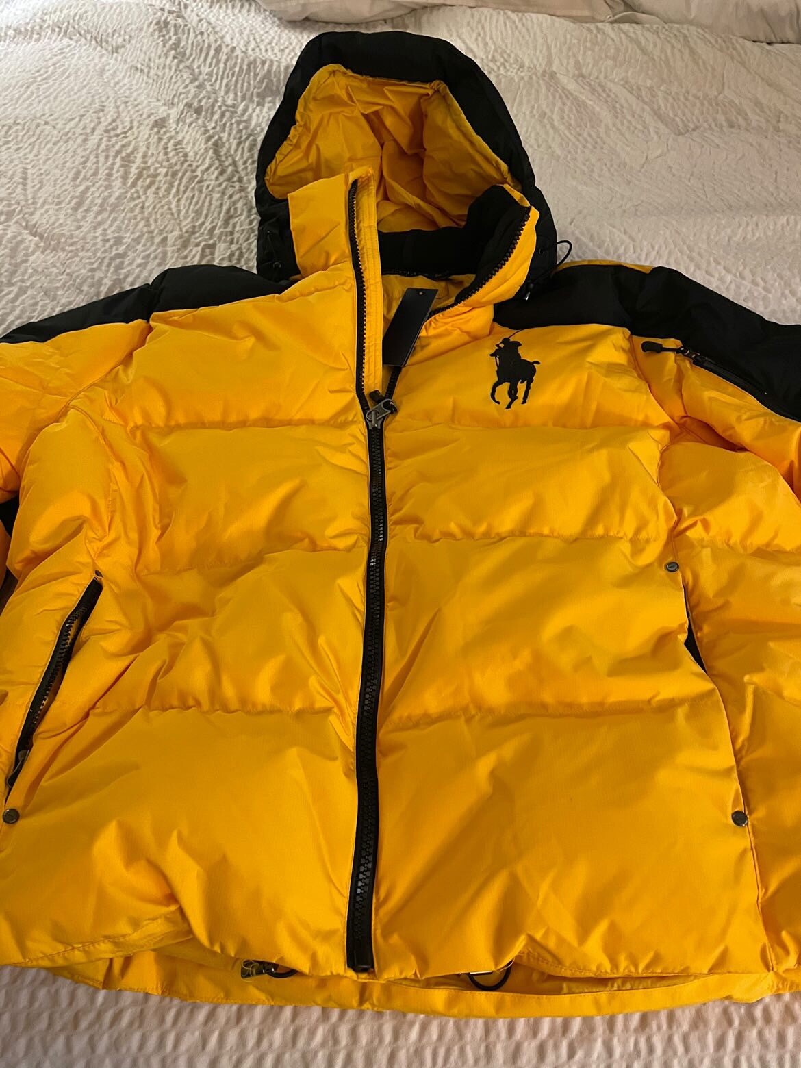 Giacca tampone Polo Ralph Lauren Tirolo Big Pony con cappuccio gialla taglia: XXL