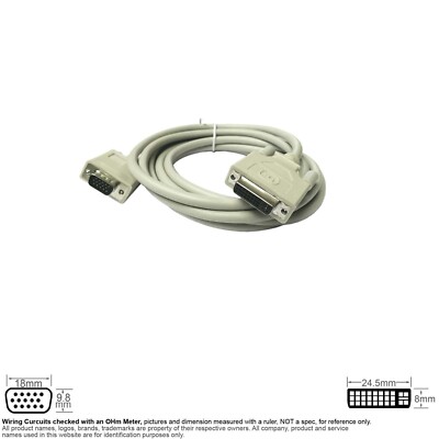 Cable Digital Video DVI-I 24 +5 29 Pin Female VGA HD 15 Pin Male 10FT Extension