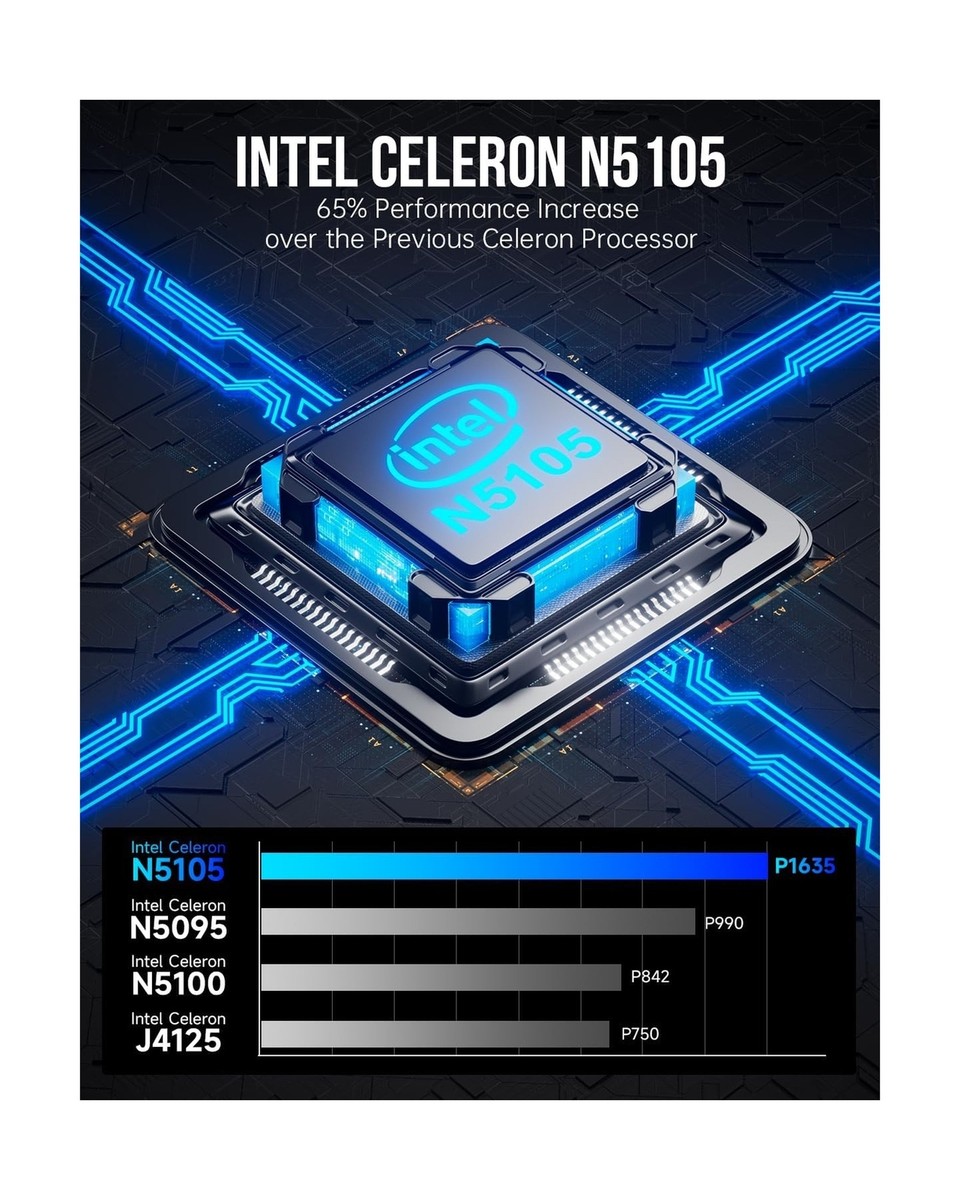 GMKtec Mini PC Preinstalled Windows 11 Pro Intel N5105, 8GB