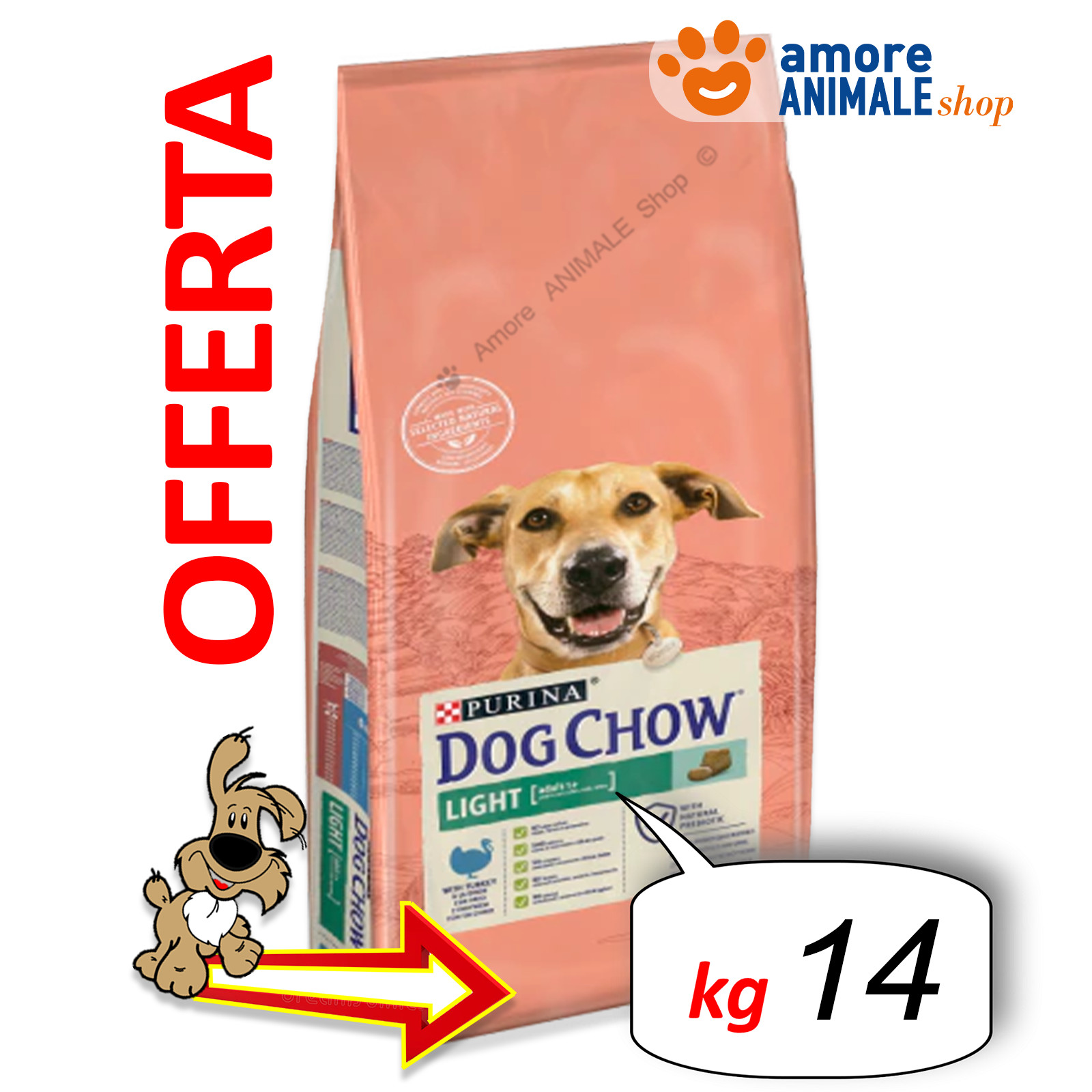 PURINA Dog Chow → ADULT, Light Tacchino - 14 kg - Cane, Cani (ex Tonus)