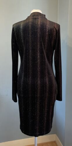 Warehouse Black Velvet Lurex Sparkle Party Occasion Dress Size 12 - Picture 3 of 6