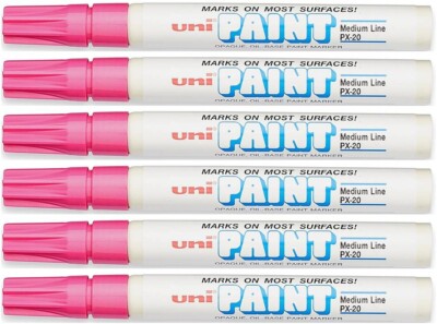 Uni-Paint 63611 PX-20 Oil-Based Permanent Marker, Medium Line, Pink, 6-Pack
