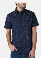 Lee Men's Everyday Short Sleeve Button Up Shirt Army Blue
