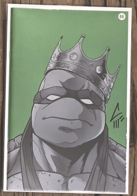 TMNT #1 Black White And Green Foil Biggie Homage Signed By Javan Jordan COA Red