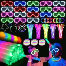 SHQDD136 PCS Glow in the Dark Party Supplies, 18 PCS Foam Glow Sticks, 18 PCS LE