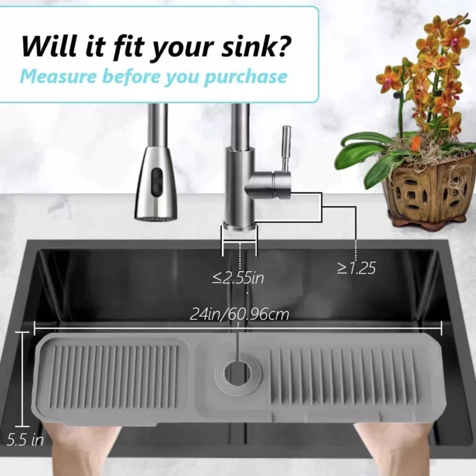 Bandeja organizadora de alfombrilla de fregadero de cocina de 24 pulgadas protector de drenaje soporte de esponja Foto 2 de 4