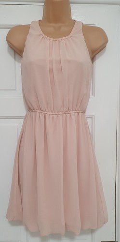 Size 6 Blush Pink Sheer Sleeveless Gathered Dress !