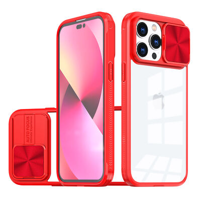 For iPhone 16 15 14 Plus 13 12 Pro Max Shockproof Rugged Case+Slide Lens Cover