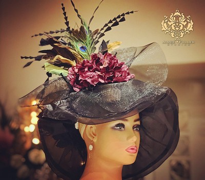 Kentucky Derby Hat Royal Ascot Races Organza Black Deep  display picture 3