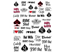 41 Kinky Temporary Tattoos - BBC Slut, Cuckold, Hot Wife, Queen of Spades Erotic