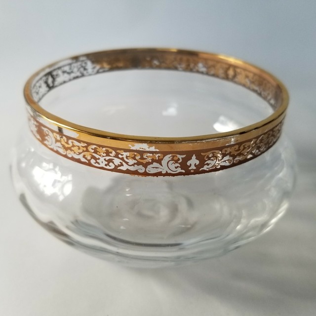 Lenox Crystal Glass Bowl Dish Round Decorative 24K Gold Rim Band Trim