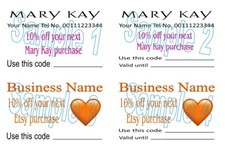 Etsy Mary Kay Customer Discount Cards Designed Personalised Printed a