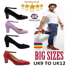 Womens Mens Work Court Evening Dress Ankle Strap Block Heel Shoes Sizes UK 9-12