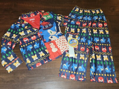 Sonic The Hedgehog Pajamas Boys Sz XS 4 5 Set Shirt Pants NWT Christmas Holiday