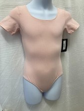 Dance Bloch pink Short Sleeve Leotard Cotton Spandex CL5402 sz 12C