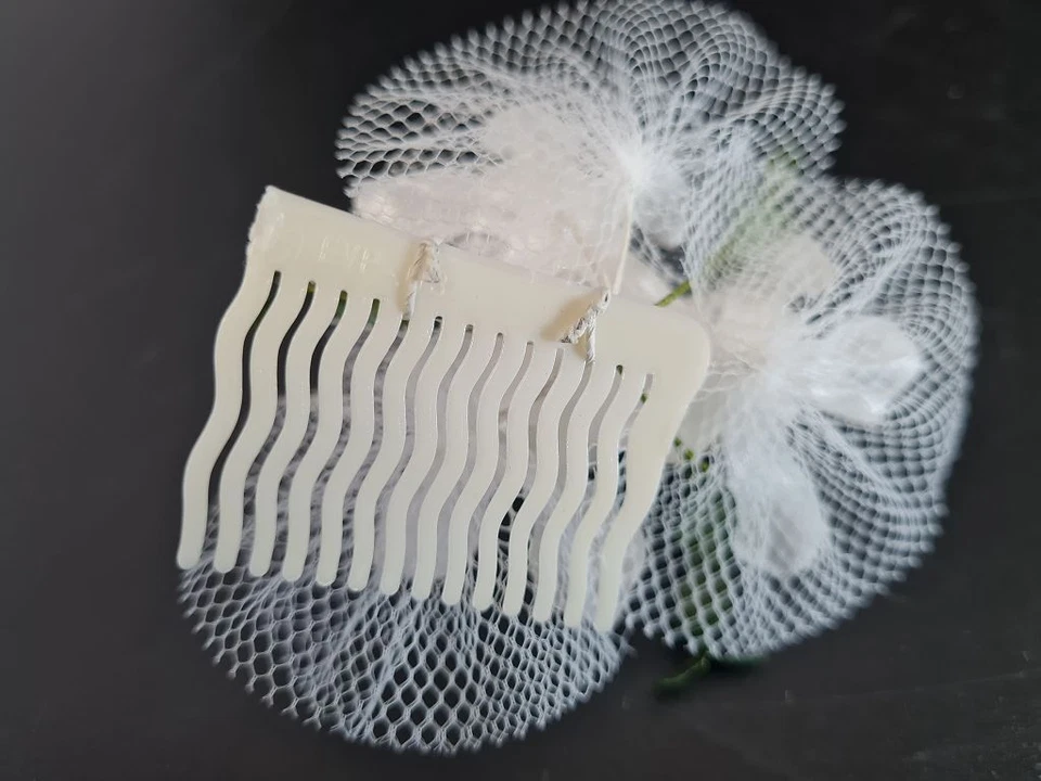 Hochzeitsschmuck Haarklemme VEB Kunstblume Sebnitz DDR 367234 weiß #23M018 - Bild 3 von 4