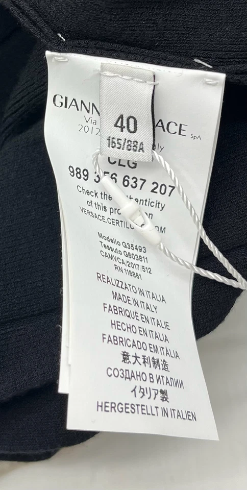 Gianni Versace Black Pleated Sleeveless Knit Open Long Vest w/ White Trim sz 40 - Image 4 of 4