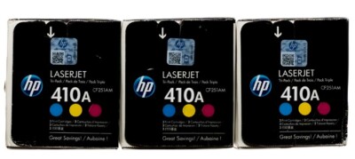 HP Printer Toner: HP 410A Cyan/Magenta/Yellow Standard Yield Toner Cartridge