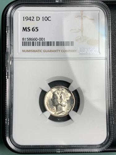1942-D MERCURY DIME NGC MS65 "HIGH GRADE"