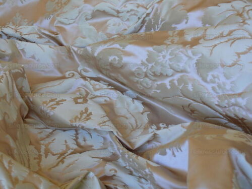 BTY EXCLUSIVE 100% SILK DAMASK HISTORICAL REPRODUCTION PALEST PEACH & CREAM 1023 - Picture 12 of 12