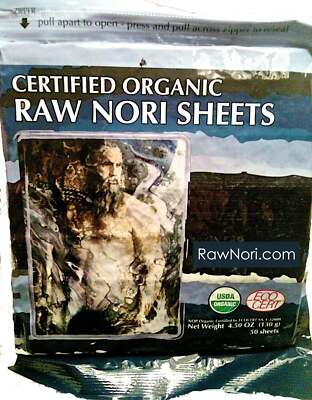 Raw Organic Nori Sheets 50 qty Pack! - Certified Vegan, Raw, Kosher Sushi Wrap
