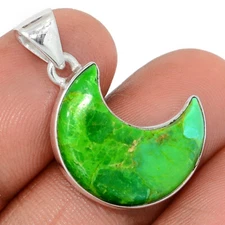 Moon - Composite Kingman Green Mohave Turquoise 925 Silver Pendant CP66815