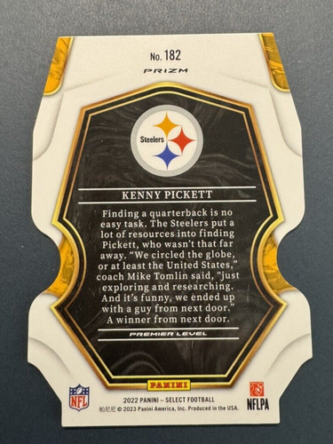 2022 Panini Select Silver Prizm Die-Cut #182 Kenny Pickett Steelers RC Rookie - Foto 2 di 2