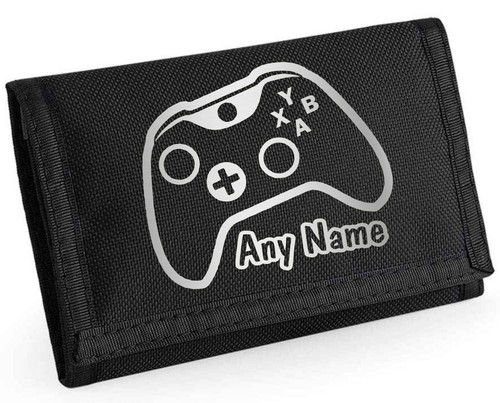 Gaming Controller Outline Print Personalised Boys Kids Ripper Wallet Coin Holder - Picture 9 of 12