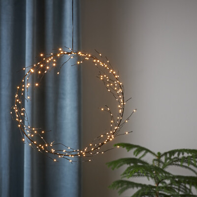 LED Lichtkranz Draht Fenster Tür Wandkranz Wanddeko Tischdeko 200 LED 35cm