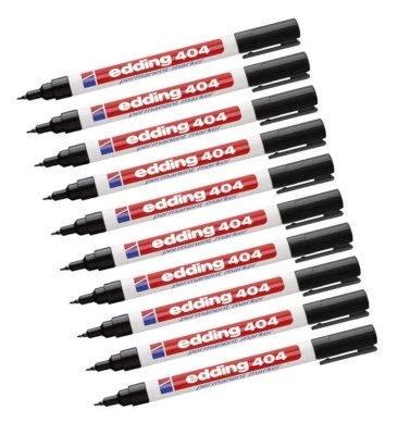 10 x Permanent Marker Edding 404 Schwarz 0,75mm feine Spitze, wasserfest