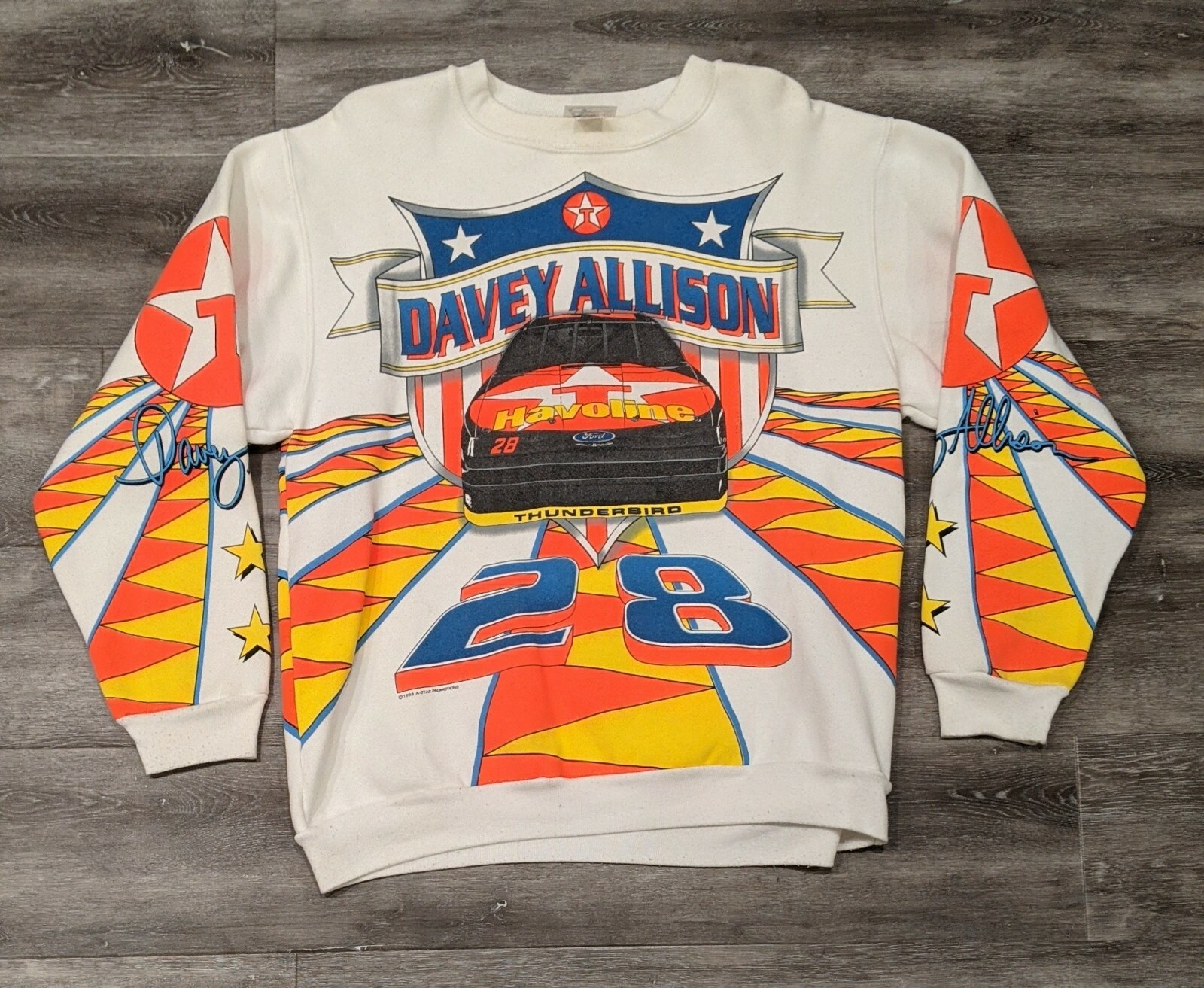 Vintage RARE 90s all over print AOP Davey Allison Nascar crewneck sweatshirt  L | eBay