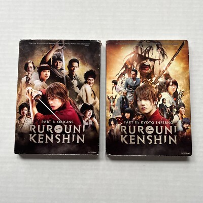 Rurouni Kenshin DVDs Part I Origins Part II Kyoto Inferno 2 DVDs with Slipcovers