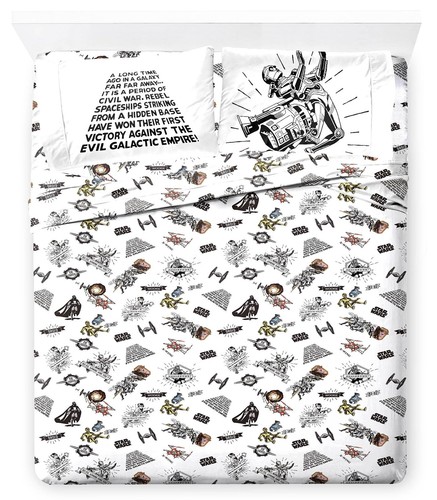 Star Wars Comic Book King Size Sheet Set - Super Soft 4 Piece Bedding Set - M...