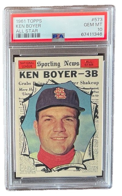 1961 Topps PSA 10 GEM MINT Ken Boyer All Star #573 St Louis Cardinals
