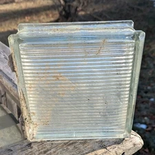 Vintage Reclaimed Glass Blocks 7.5 x 7.5 x 3.125 Salvage Light Brick Lines
