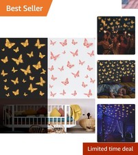 Enchanting Orange Glow in The Dark Butterfly Stickers: 24 Pcs for Kids' Rooms