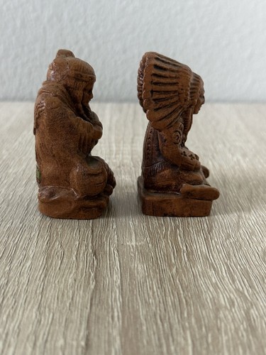 Vintage Indianer Salz Pfefferstreuer Löffel WI Indianer Häuptling Figuren - Bild 2 von 7