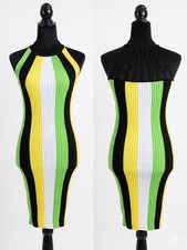 DESIGN365 Bodycon Ribbed Dress Women's Size S Lemon Combo Colorblock Multi NWT