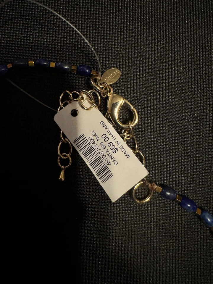 Chico’s Danita 部落风格蓝色、绿色和铜色围兜项链带标签 — 第 2/4 张图片