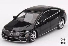 Miniature Car 1/64 Scale Mercedes Benz EQS 580 4MATIC Black LHD Diecast Mini GT