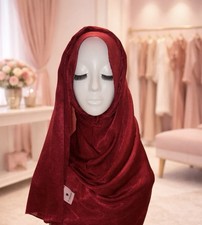 El-Muntaha Burgundy Silk-Blend Hijab Elegant Soft Draped Scarf
