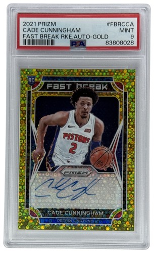 2021 Panini Cade Cunningham #FBRCCA Fast Break Gold Prizm RC Auto 2/10 PSA 9