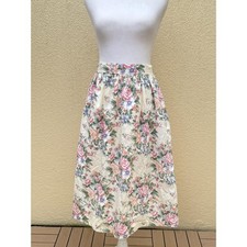 Vintage summer cotton bright color watercolor floral cottage style skirt